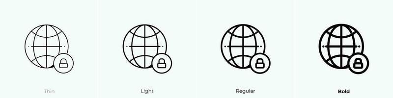 worldwide icon. Thin, Light, Regular And Bold style design isolated on white background vector