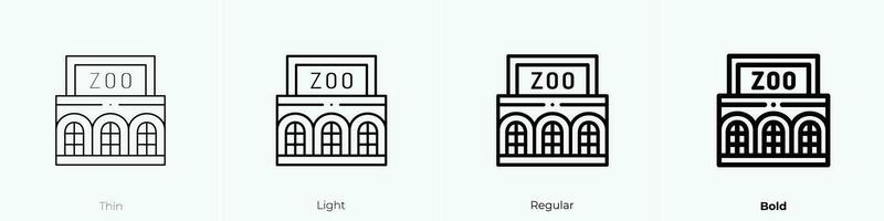 zoo icono. delgado, luz, regular y negrita estilo diseño aislado en blanco antecedentes vector