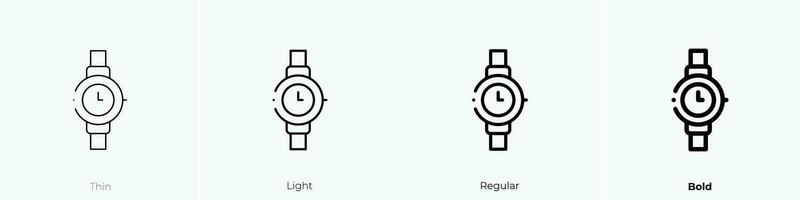 reloj de pulsera icono. delgado, luz, regular y negrita estilo diseño aislado en blanco antecedentes vector