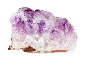 raw druse of Amethyst rock isolated on white photo