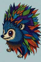 A detailed illustration of a Hedgehog for a t-shirt design, wallpaper and fashion photo