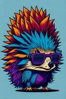 A detailed illustration of a Hedgehog for a t-shirt design, wallpaper and fashion photo