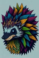 A detailed illustration of a Hedgehog for a t-shirt design, wallpaper and fashion photo