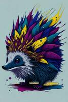 A detailed illustration of a Hedgehog for a t-shirt design, wallpaper and fashion photo