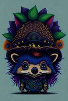 A detailed illustration of a Hedgehog for a t-shirt design, wallpaper and fashion photo