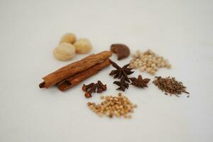 spices and herbs on a white background photo