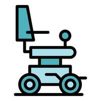 médico eléctrico silla de ruedas icono vector plano