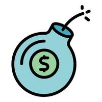 Money bomb icon vector flat