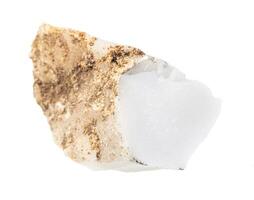 piece of Cacholong rock isolated on white photo