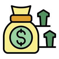 Money bag grow icon vector flat