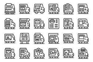 Coffee truck cafe icons set outline vector. Business food vector