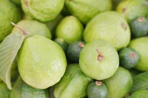 Close up of fresh guava fruit in the market, Thailand. photo