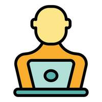 Laptop working icon vector flat