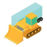 Construction machinery icon isometric vector. Building bulldozer cargo trailer vector