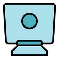 Computer stand icon vector flat