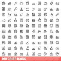 100 crisp icons set, outline style vector