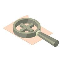 Magnifying glass icon isometric vector. Paper sheet and magnifying with plus vector