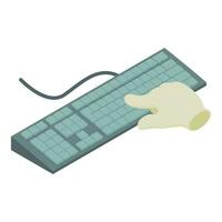 Computer keyboard icon isometric vector. Wired portable computer keyboard icon vector