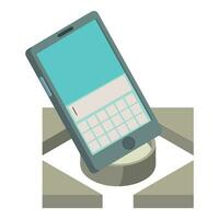 Smartphone icon isometric vector. New modern smartphone with screen turned on vector