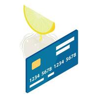 Enamel sensitivity icon isometric vector. Lemon slice on tooth and credit card vector