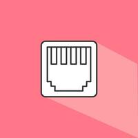 Ethernet vector icon in linear on pink background. Vector illustration.