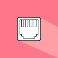 Ethernet vector icon in linear on pink background. Vector illustration.