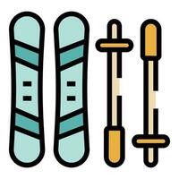 Ski equipment icon vector flat