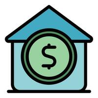 dólar comprar casa icono vector plano