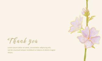 thank you card with botanical flower, gold design vector