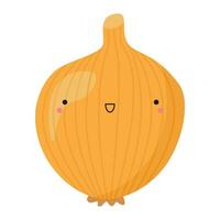 Cute onion in kawaii style. Clipart image isolated on white background. vector