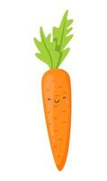 Cute carrot in kawaii style. Clipart image isolated on white background. vector