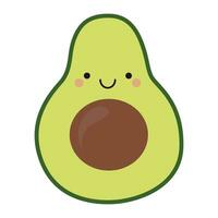 Cute avocado in kawaii style. Clipart image isolated on white background. vector