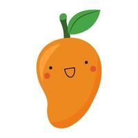 Cute mango in kawaii style. Clipart image isolated on white background. vector