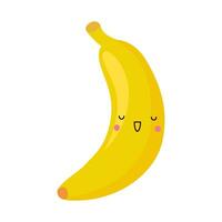 Cute banana in kawaii style. Clipart image isolated on white background. vector