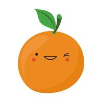 Cute orange in kawaii style. Clipart image isolated on white background. vector