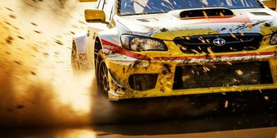 rally car close-up, high speed. ai generative photo