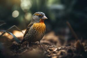 Common finch on the background of nature.close-up. ai generative photo