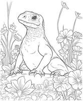 komodo dragon coloring pages vector