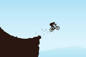 bicyclist jumped from cliff vector