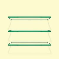 transparent glass shelf set vector