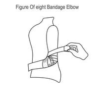 Putting on a spiral bandage is used in first aid, figure of eight bandage elbow, medical concept vector