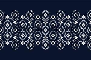 Ethnic geometric fabric pattern Cross Stitch.Ikat embroidery Ethnic oriental Pixel pattern blue background. Abstract,vector,illustration. Texture,clothing,frame,decoration,motifs,silk wallpaper. vector