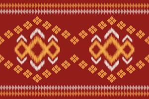 Ethnic Ikat fabric pattern geometric style.African Ikat embroidery Ethnic oriental pattern red background. Abstract,vector,illustration.Texture,clothing,frame,decoration,carpet,motif. vector
