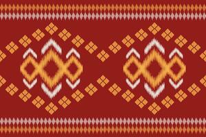 Ethnic Ikat fabric pattern geometric style.African Ikat embroidery Ethnic oriental pattern red background. Abstract,vector,illustration.Texture,clothing,frame,decoration,carpet,motif. vector