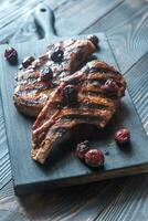 Grilled pork ribs with plum sauce photo