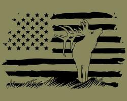 Deer on the background of the USA flag silhouette vector