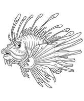 lionfish coloring page line art vector