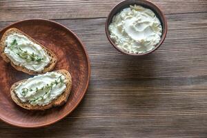 Toasts with cream cheese photo