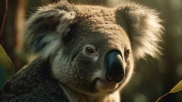 coala en el antecedentes de australiano naturaleza, animales de Australia. ai generativo foto