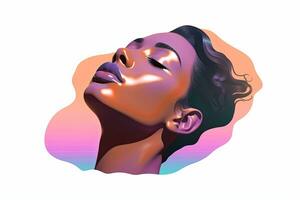 Vibrant Dreamy Female Profile Graphic Design Background generative AI photo
